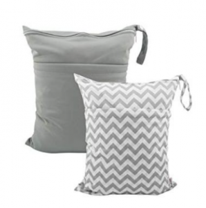 gray and gray and white reusable wet/dry bags